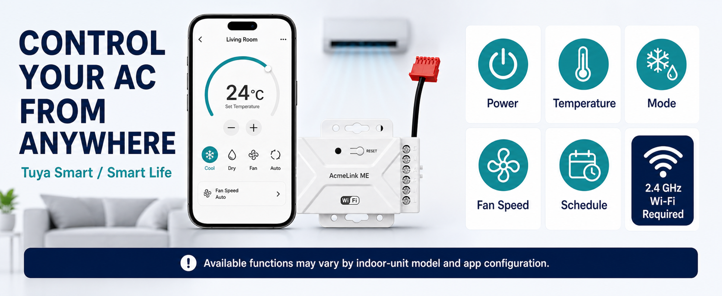 AcmeLink ME Tuya Smart and Smart Life app control functions