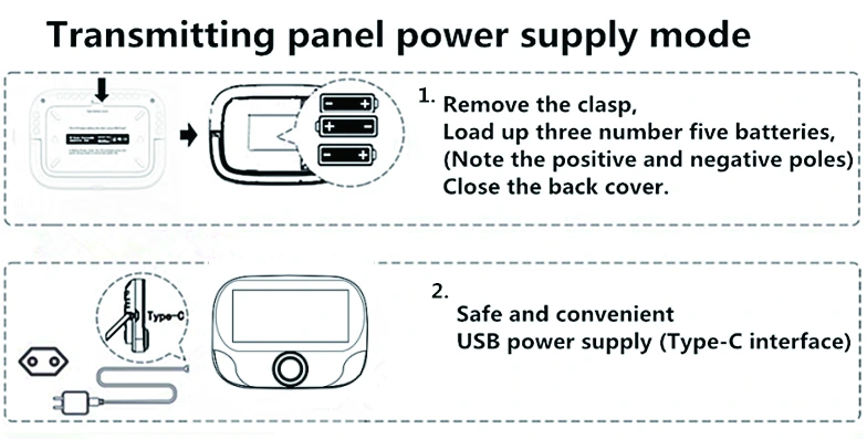 AE-613 rear battery compartment and USB-C supply connection