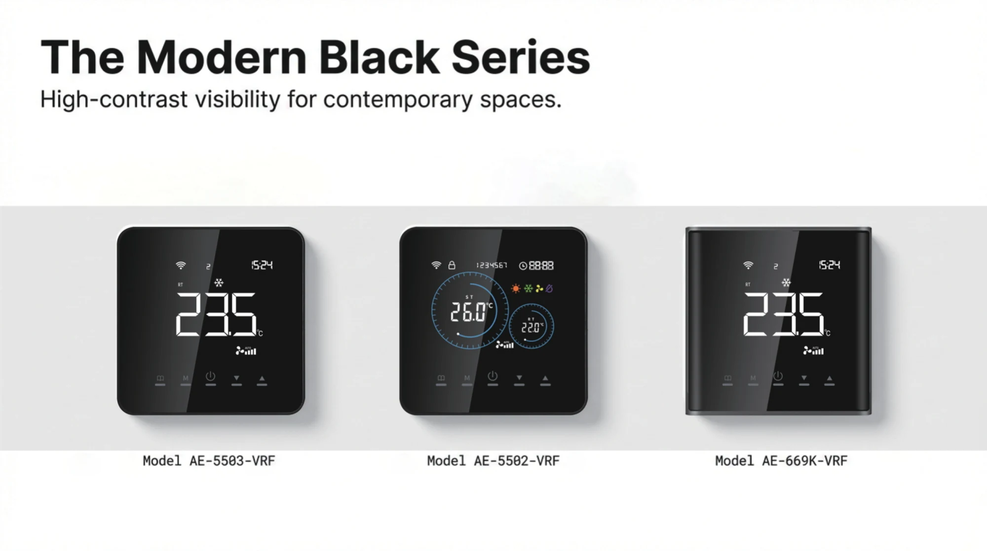 AcmeLink_GW compatible modern black thermostat interface series